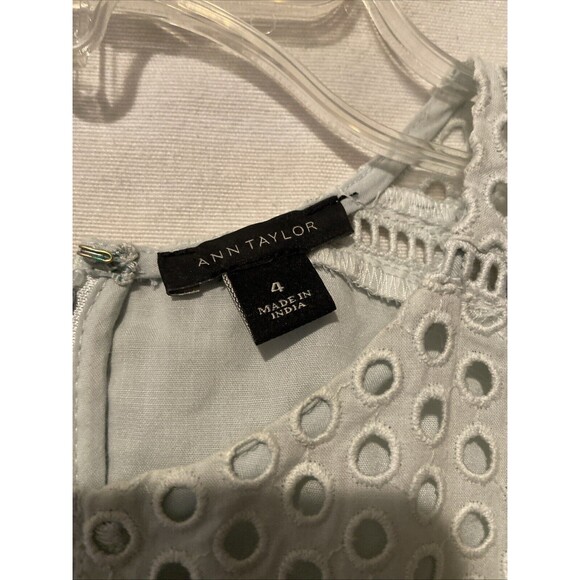 Ann Taylor Eyelet Fit & Flare Dress Mint Green Womens Size 2 Petite Sleeveless - Picture 5 of 5